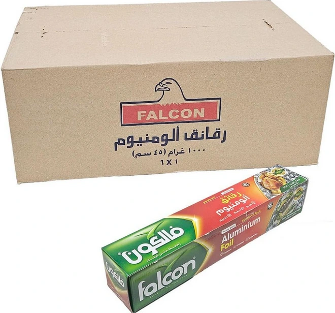 ورق ألومنيوم 6 * 1000  جم * 45  سم (كبير) فالكون