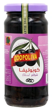 Black Olive Slice (Glass) 12*235gm(Drained 114gm) Coopoliva