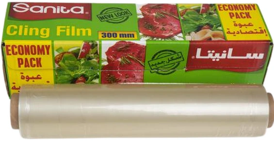 غلاف بلاستيكي لاصق 6 * 30  سم * 200  متر من سانيتا