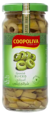 Green Olive Slice (Glass) 12*235gm (Drained 114gm) Coopoliva