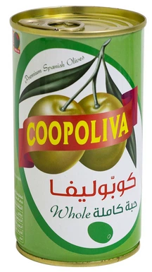 Green Olive Whole 12*350gm (Drained 200gm) Coopoliva