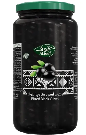 زيتون أسود عضوي منزوع النوى من الجوف 6 * 1  كجم (مصفى 500  جم)