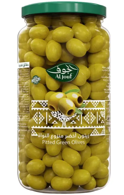 زيتون أخضر عضوي منزوع النوى من الجوف 6 * 1  كجم (مصفى 500  جم)