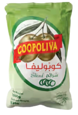 Green Olive Slice 10*936gm (Pouch) Coopoliva